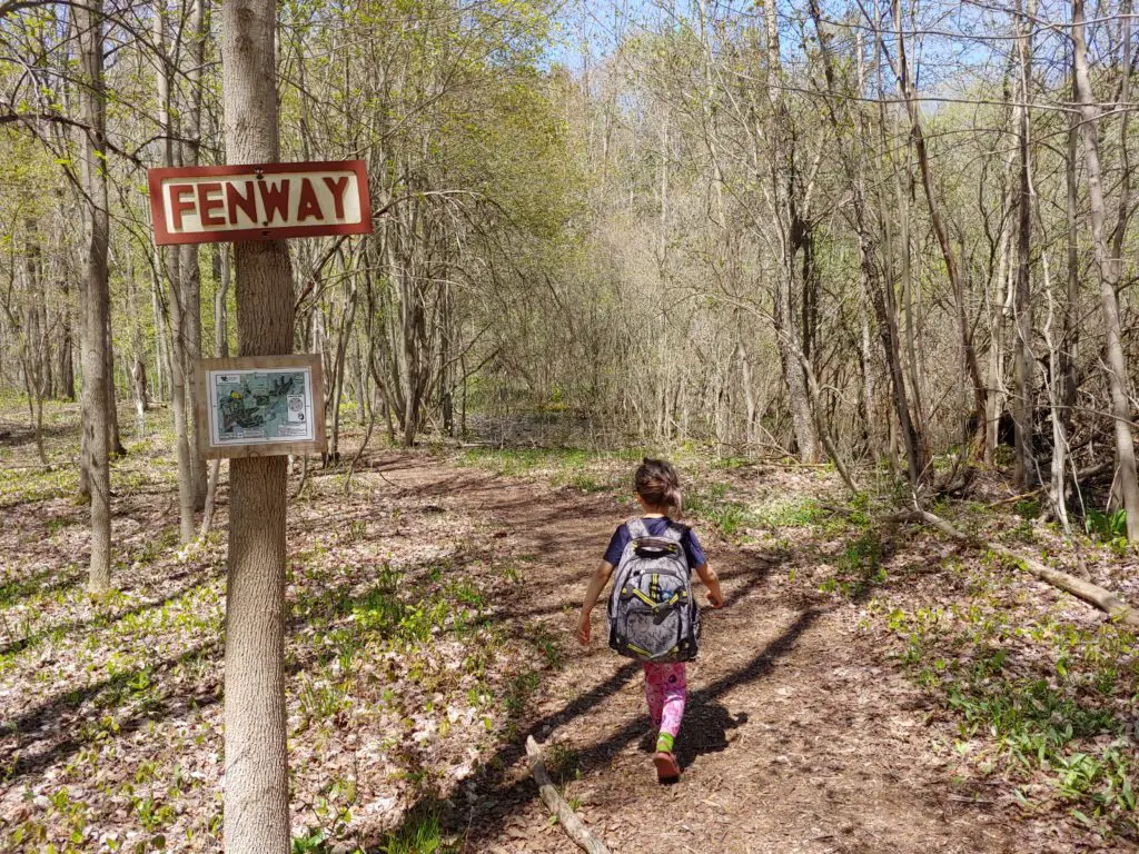 Fenway trail marker at Lime Hollow Nature Center