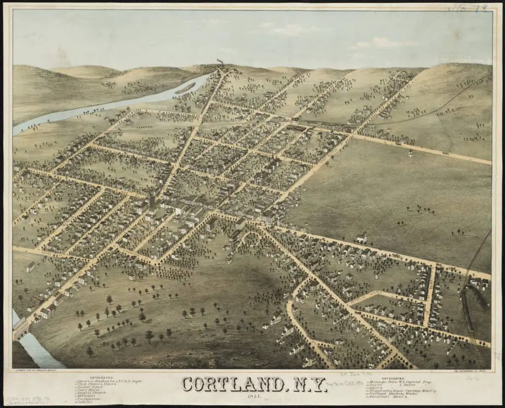 Vintage Cortland NY map