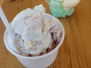 ice cream in a cup with spoon