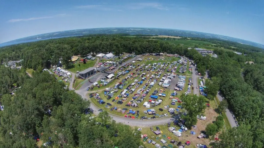 aerial view of GrassRoots festival site in Trumansburg NY