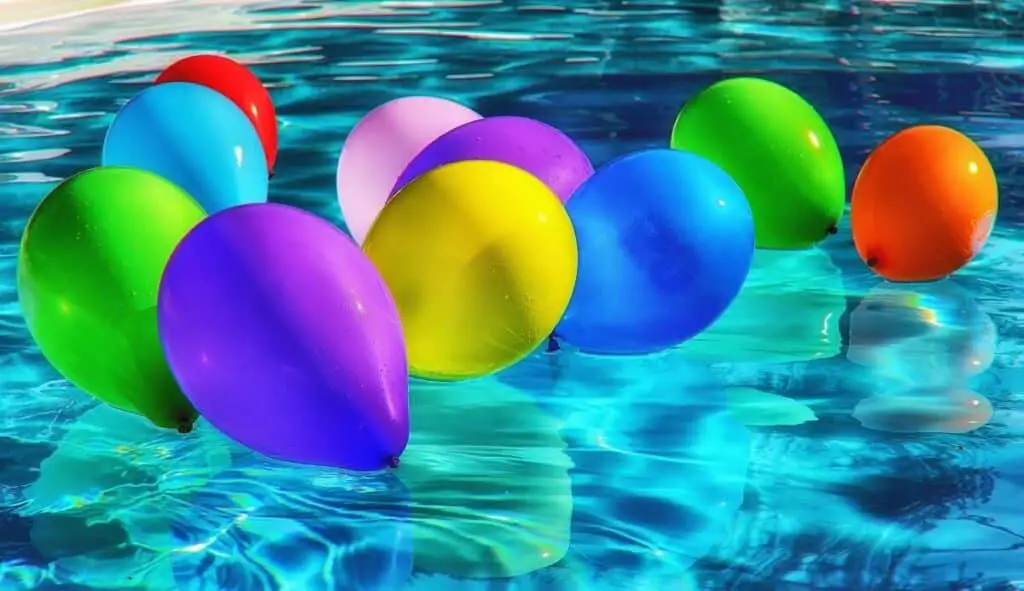 balloons floating on pool