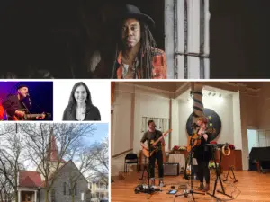 photos of singers and Unitarian church Ithaca