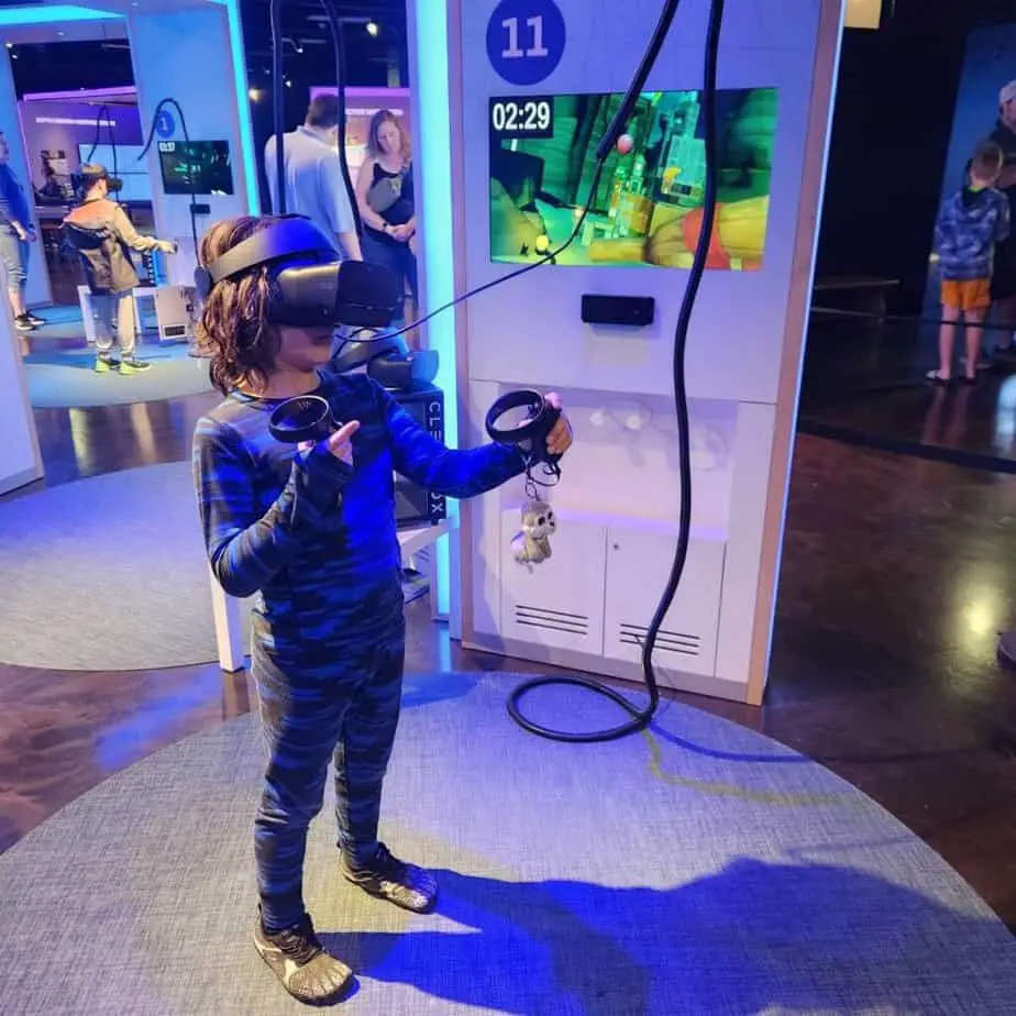 boy playing VR game