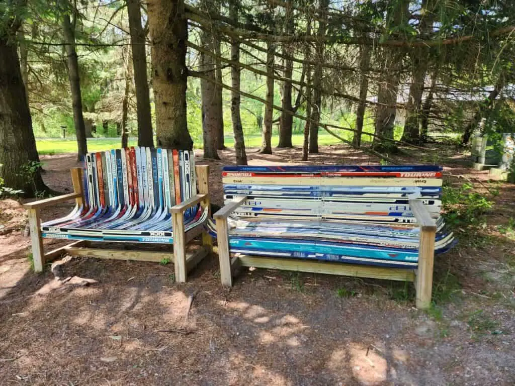 benches made from skis